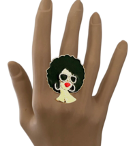 Fun Afro Lady With Sunglasses Statement Stretchable Cocktail Ring - $16.63