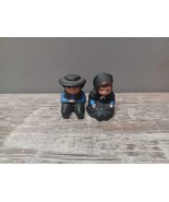 Hand Painted Set Of Vintage Cast Iron AMISH People Figurines Shelf Sitte... - $9.74