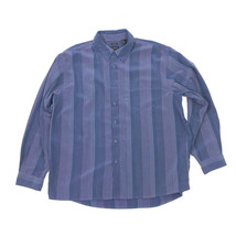 George Men&#39;s Faux Suede Blue with Stripes Shirt Soft XL 46/48 - $12.16