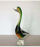 Murano Duck Blown Art Glass Amber Green Lovely Made In Italy Italian Aut... - £55.04 GBP
