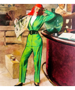 1947 George Hughes Art Saturday Evening Post Page Sext Kay Kress Green D... - €25,72 EUR