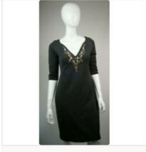 Blumarine Beaded Embellished Gray Wool Blend Tight Knit Dress Size M/L - $89.00