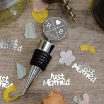 Personalised Engraved Bottle Stopper Initials &amp; Date Gift For Bride and Groom Wi - £10.38 GBP