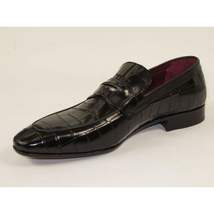 Men's GENIO Genuine Crocodile Embossed Leather Shoes Turkey 120371165 Black image 3