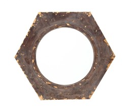 24&quot; Distressed Hexagon Accent Mirror Wall Mounted With Frame - £229.25 GBP