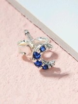 Me Collection Sterling Silver My Moon Single Stud Earring with Blue CZ (... - $6.80