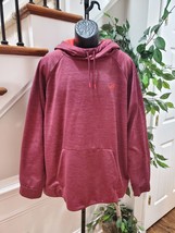 Russell Athletic Men&#39;s Maroon Polyester Long Sleeve Pullover Fleece Hoodie  2XL - £18.12 GBP