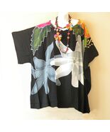 KL101 Floral Hand Painted Plus Kimono Poncho Tunic Women Blouse Top up t... - $26.90