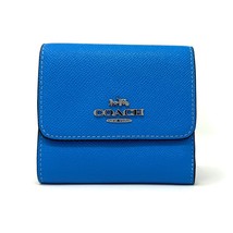 Coach Small Trifold Wallet	in Electric Blue Leather CF427 New With Tags - $176.22