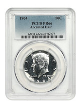 1964 50C Accented Hair PCGS PR66 - $97.00