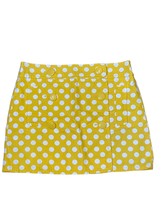 J.Crew Women&#39;s Skirt Scooter Large Buttons Cotton Polka dots Yellow White Sz.6 - £15.78 GBP