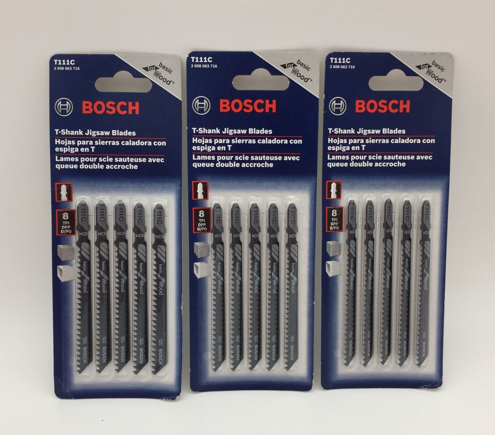 Primary image for Bosch T111C  4" 8TPI Basic for Wood Jig T-Shank Saw Blade Pack of 3
