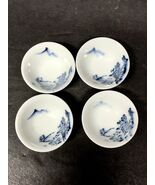 4 Vintage Chinese Japanese 2 3/8” Bowls Blue White Fuji Condiments Hand ... - $352.01 MXN