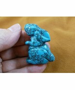 (Y-BUN-ST-571) little Blue Howlite BUNNY RABBIT HARE gemstone carving FI... - $19.99
