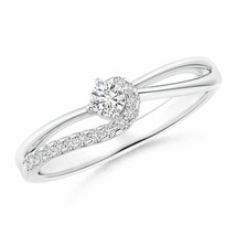 Angara Natural 3mm White Diamond Fashion Ring in 14K White Gold (Ring Size: 8.5) - £355.83 GBP