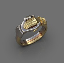 925 Sterling Silver Hand Promise Ring, 14K Gold , White Gold Plated Jewelry - £47.63 GBP