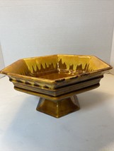 VTG Haeger Hexagon USA 3058 Gold Brown Drip Glaze Fruit Bowl Fall Decor ... - £19.07 GBP