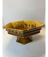 VTG Haeger Hexagon USA 3058 Gold Brown Drip Glaze Fruit Bowl Fall Decor ... - £18.79 GBP