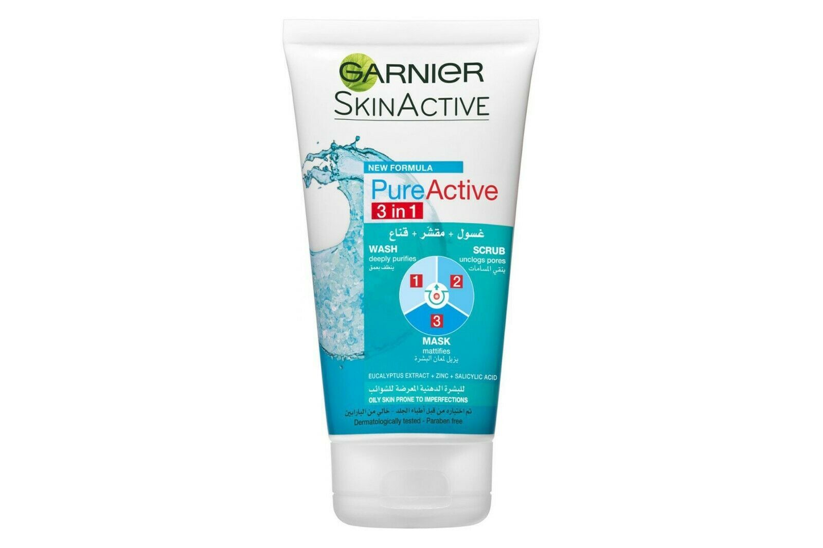 150ml, Garnier Skin Naturals Pure Active 3 in 1 Face Cream - Wash / Scrub / Mask - $23.65