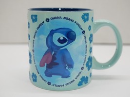 Disney Lilo And Stitch Coffee Mug Ohana Means Family Large Blue 16 oz - £11.84 GBP