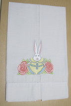 Patience Brewster Krinkles Easter Bunny Roses Embroidered Tea bar hand t... - £26.43 GBP
