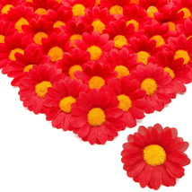 Artificial Silk Daisy Flowers Head For Crafts (1.6 In, Red, 100-Pack) - £12.78 GBP
