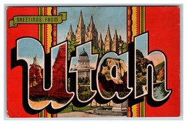 Large Letter Greetings From Utah UT UNP Linen Postcard P23 - £2.76 GBP