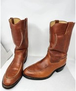 Vintage Nitro Tan Leather Western Cowboy Stitched Boot Men 8 Steel Toe I... - $60.00