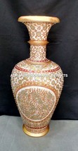 15&quot; Gorgeous Marble Flower Vase Stunning Hand Painted Jaipuri Art For Gi... - £710.88 GBP
