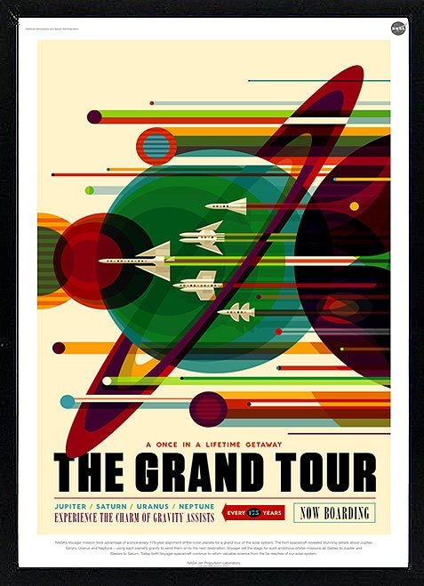 Primary image for The Grand Tour NASA Graphic Inspirational Travel Poster Custom Framed Finest Qua
