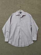 Saks Fifth Ave Dress Shirt Mens 17 34/35 Purple Textured Stripe Long Sleeve - £17.10 GBP