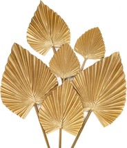 6 Pcs Pu Foam Artificial Golden Leaf Faux Palm Tropical Leaves Fake Palm Fronds  - £29.41 GBP