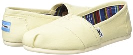 NEW TOMS Women&#39;s Classic Solid Natural Lt Beige Canvas Slip On Flats Shoes Box - £19.73 GBP