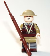 Minifigure Custom Toy Figure British WW2 WW1 Leather Jerkin Soldier - $6.50