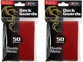 BCW 2 50ct Packs (100) Mat Deck Guard RED DOUBLE MATTE Finish for Standa... - $8.67