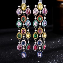 New Trendy Blue Drop Earrings For Women Wedding Party Indian Dubai Bridal Jewelr - £39.63 GBP