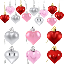 24Pcs Valentine&#39;S Day Heart Shaped Ornaments | Valentines Heart Decorations | Re - £12.28 GBP