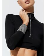 Adam Selman Sport Carbon38 Silver Crystal Zip Up Crop Top NWT XS, S or XL - €98,74 EUR+