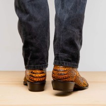 Marco Di Milano Genuine Caiman Belly Skin Cowboy Boot phoenix Mustard Brown image 8