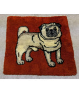 Vintage Handmade Latch Hook Shaggy Rug Hanging Wall Art Cute Pug Puppy D... - £29.05 GBP