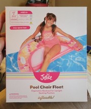 New Justice Pool Chair Float Pink Sprial dye 43” x 31.5” W/Patch - $15.83