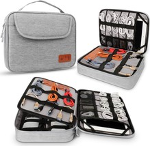 Electronic Accessory Bag Holimet Cable Organizer Bag, Double Layer For T... - £28.29 GBP