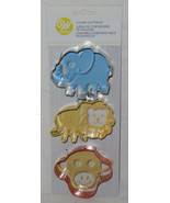 WILTON 3-Piece Cookie Cutter Set Metal JUNGLE ANIMALS Lion Monkey Elephant - £12.56 GBP