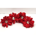 Christmas Rhinestone Red Floral Napkin Rings Home Decor Set of 4 - £24.77 GBP