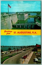 Dual View Banner Greetings Saint Augustine Florida FL UNP Chrome Postcard F7 - £2.29 GBP
