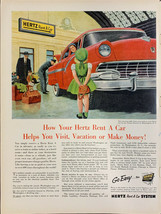 Vintage 1955 Hertz Rent A Car Family Loading Car Print Ad Advertisement - $5.86