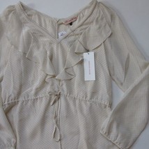 NWT Rebecca Taylor Polka Dot Blouse in Nude Ruffle V-neck Silk Top 0 $265 - £32.98 GBP