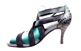 Women High Heel Sandal Size 8.5 DONALD J PLINER Gray Strappy Tortoise Designer - £24.04 GBP