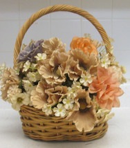 Artificial Flower Planter woven Basket Faux Indoor House Plants with Handle - £8.04 GBP