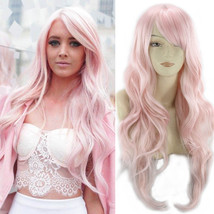 Cosplay Heat Resistant Hair Wigs Body Wave Light Pink 24inches - £10.27 GBP